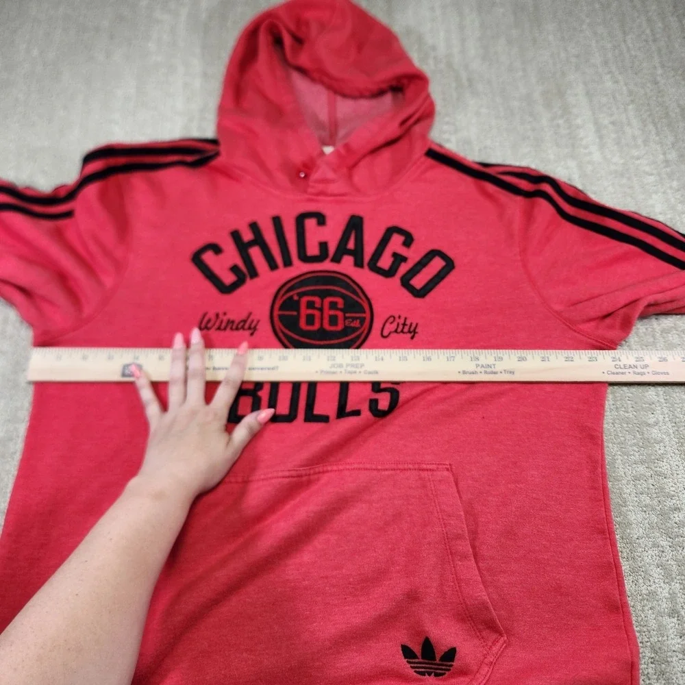 Chicago‎ Bulls Hoodie Men Large Adidas Cotton Fleece Red Loop Collar NBA